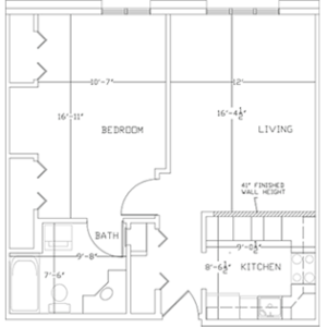 West Bend WI senior living - one-bedroom apartment floor plan